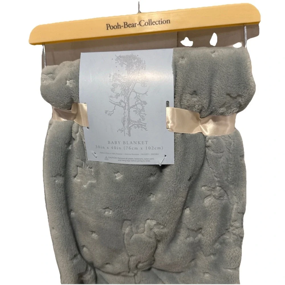 NEW Pooh Bear Collection Winnie The Pooh Baby Boys Blue Blanket 30X40 Moon Stars